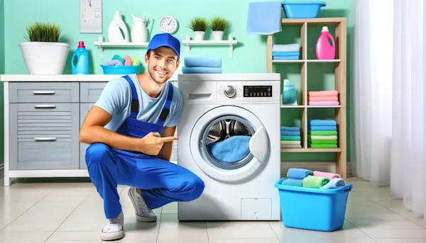 Image showing homeowner enjoying the benefits of a well-maintained washing machine